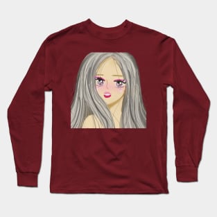 Anime cartoon girl with gray hair Long Sleeve T-Shirt